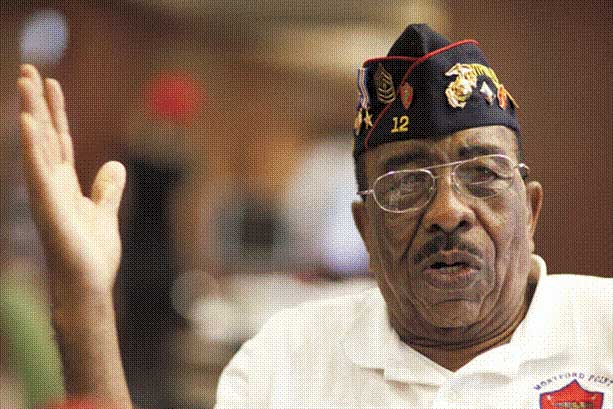 Barnett Person Remembers his years in the Corps at a gathering of Montfort Point Marines , circa August 26, 2011 (101969)